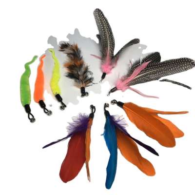 Pet supplies funny cat stick toy with caterpillar feather replacement head