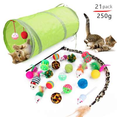 Amazon new pet supplies crinkle channel funny cat feather stick chew mouse combination cat toy set