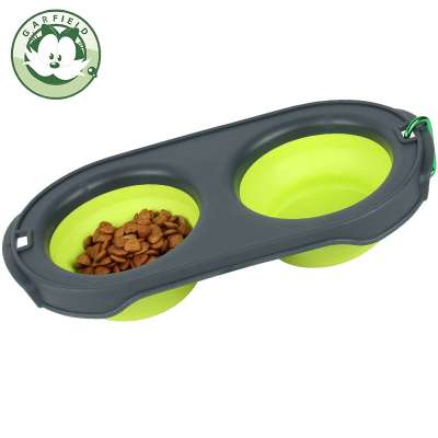 Manufacturer Hot Sale Wholesale Pet supplies folding bowl spot foldable silicone cat double dog bowl