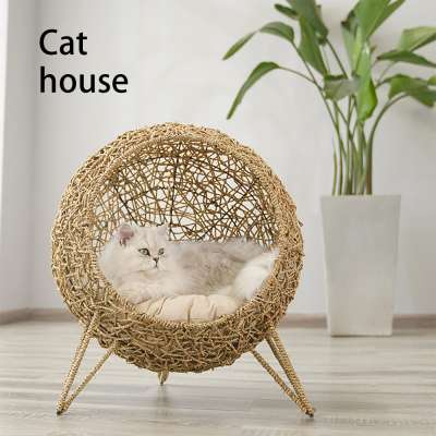 Made in China four seasons universal ventilation cozy hammockrattan pet bed cat