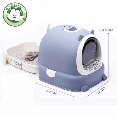 Big luxury closed cleaning anti-splash pet cat litter box with drawer tray toilet